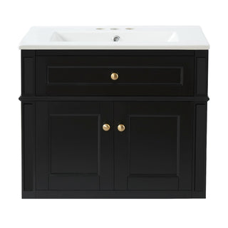 Wall Mounted Bathroom Vanity With Tip Out Drawer And Open Back Design