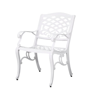 Unravel - Outdoor Arm Chair With Scroll Design And Floral Accents (Set of 2) - White