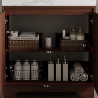 Freestanding Bathroom Vanity With Sink - Walnut / White