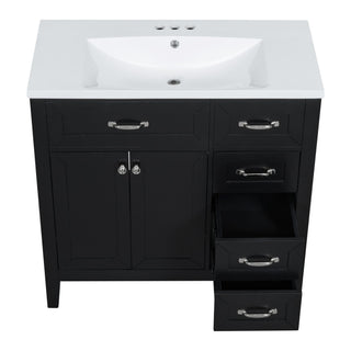 Modern Bathroom Vanity With Sink, Freestanding With Drawers And Doors