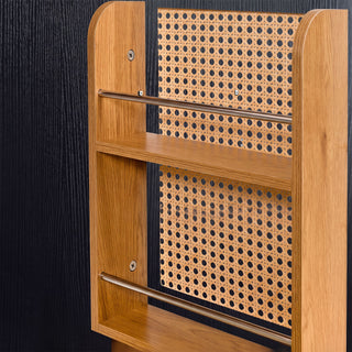Tall Arched Cabinet With Rattan Doors & Adjustable Shelves