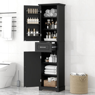 Tall Freestanding Bathroom Storage Cabinet With 2 Doors And Adjustable Shelves