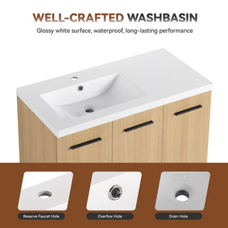 Wall Mounted Floating Bathroom Vanity With Sink, 3 Door Modular Cabinet