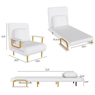 3 In 1 Convertible Folding Sofa Bed With Adjustable Backrest And Pillow