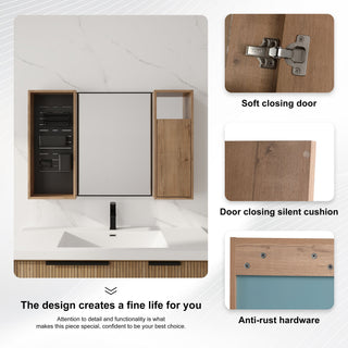 41.3" Wall Mounted Cabinet With Storage, Medicine Cabinet With Door And Adjustable Shelves - Imitative Oak