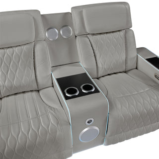Electra - 3 Piece Power Reclining Sofa, Loveseat And Recliner Set With Power Headrests, Massage And LED Lighting