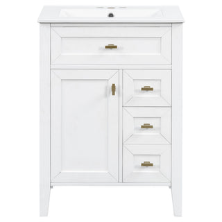 Bathroom Vanity With Sink, 3 Drawers & Cabinet With 2 Tier Door Storage Rack, Soft Close Doors & Drawers