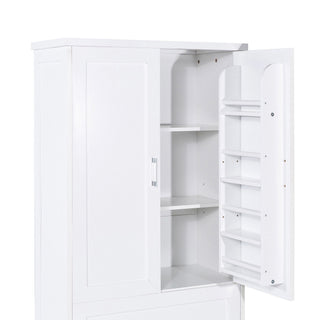 Tall Bathroom Storage Cabinet With 2 Doors And Drawers, Adjustable Shelf