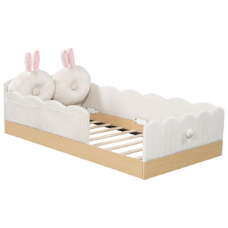 Platform Bed With Animal Pillows And Storage Bags
