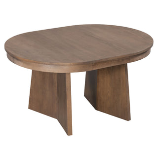 Extendable Round Dining Table Set For 4 With 4 Upholstered Chairs - Beige / Walnut