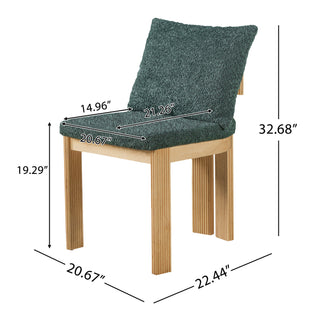 5 Piece Indoor Dining Set With Fluted Table Upholstered Chairs - Green / Natural