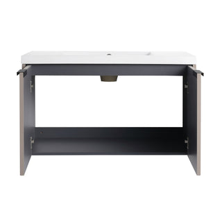Contemporary Wall Mounted Bathroom Vanity With Resin Double Sink