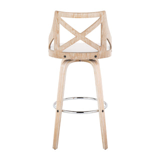 Charlotte - Farmhouse Fixed Height Bar Stool With Swivel And Round Footrest (Set of 2)