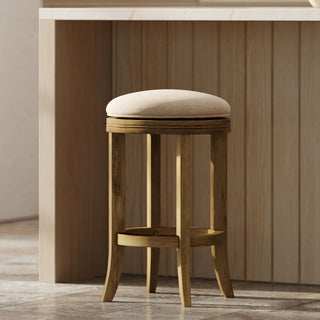 Backless Swivel Stool With Upholstered Seat