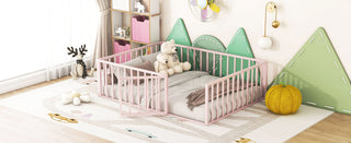 Metal Floor Bed Frame With Fence And Door