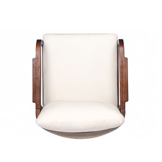 Outdoor Lounge Chair With Woven Backrest, Solid Wood Frame, Comfortable Cushions