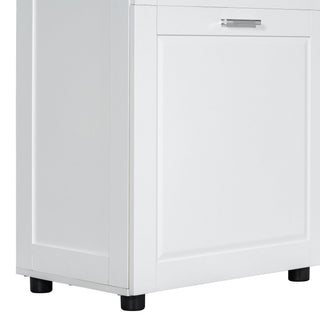 Tall Bathroom Cabinet With Tilt-Out Laundry Basket And Upper Storage
