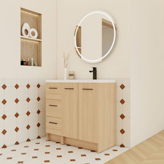 Wall Mounted Floating Bathroom Vanity With Sink, Door & Drawers Modular Cabinet