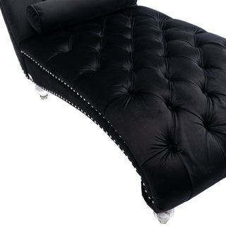 Chaise Lounge Indoor, Button Tufted Upholstered Chaise Lounge Chair With Pillow