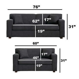 Convertible Sleeper Loveseat & Chair Set With Fold Out Mattress, Loveseat & Chair - Gray