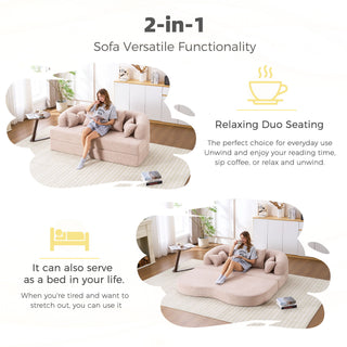 Foldable Sofa Bed, Boneless Couch Convertible Sleeper With 4 Pillows