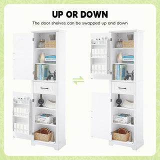 Tall Freestanding Bathroom Storage Cabinet With 2 Doors And Adjustable Shelves