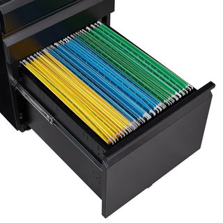 Contemporary 3 Drawer Mobile Filing Cabinet With Lock, Metal Office Storage For Legal / Letter Size