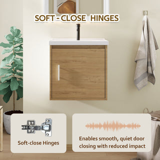 Floating Bathroom Vanity Combo, Wall Mounted Cabinet With Sink & Soft Close Doors For Small Bathrooms