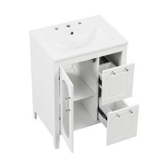 Modern Bathroom Vanity With Sink, Cabinet With 2 Drawers And Door, Adjustable Shelf