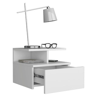 Flopini - Floating Nightstand With 1 Drawer, Compact Size - White