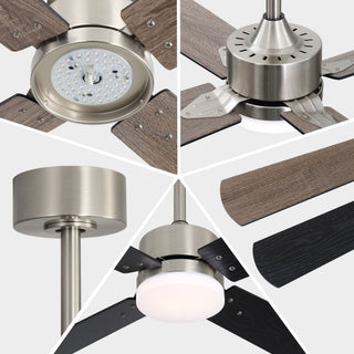 42" Ceiling Fan With Light And Memory Function, DC Reversible Motor, 4 Blades