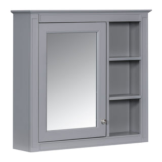 Bathroom Vanity With Top Sink, Freestanding Storage Cabinet With 2 Doors And 3 Drawers, Mirror Cabinet Included - Gray