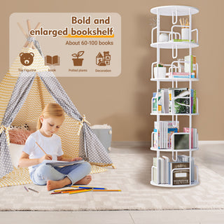 Rotating Bookshelf Tower 5 Tier Spinning 360 Degree Revolving Storage Shelf