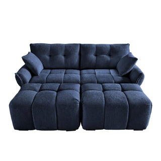 Sofa Set With Ottoman And Pillows, Textured, High Resilience Cushions