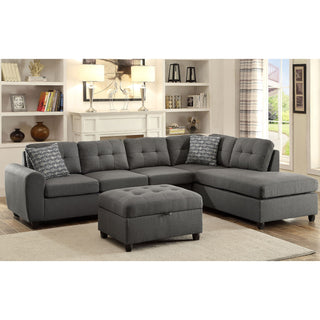 Storage Ottoman With Tufted Design - Gray