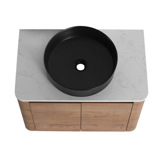 Wall Mounted Bathroom Vanity With Art Sink, 1 Storage Shelf, Soft Close Door