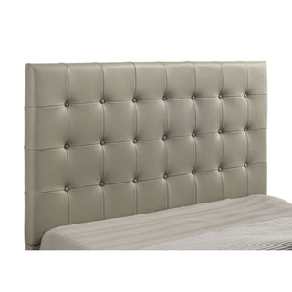 Queen Panel Platform Bed With Grid Tufted Headboard - Tan