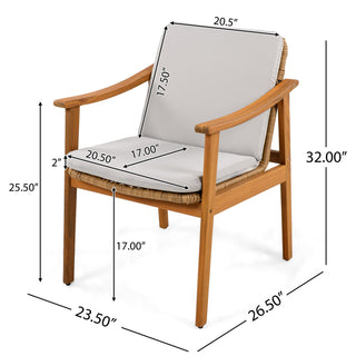 7 Piece Outdoor Patio Dining Set With & 6 Arm Chairs