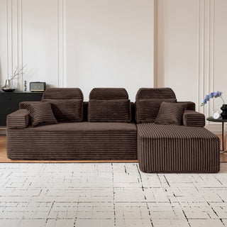 Sectional Sleeper Sofa & Storage Pockets, Modular Couch With Throw Pillows For Living Room