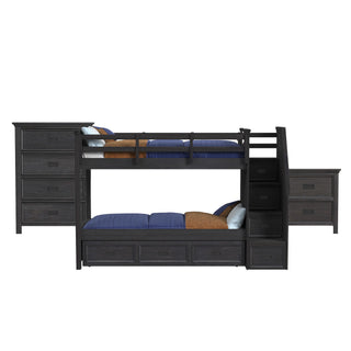 Hampton Kids - Bunk With Staircase And Trundle Bedroom Set