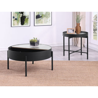 Rafael - 2 Piece Coffee Table Set With Sliding Storage - Tan / Black