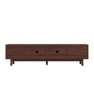 TV Stand With Sliding Doors And 2 Drawers For Living Room - Dark Brown