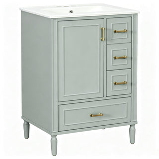 Modern Bathroom Vanity With Sink, Soft Close Doors, 3 Drawers