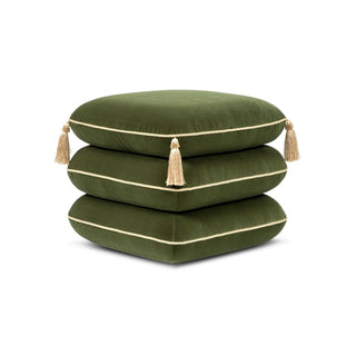Monarch - Tassled Ottoman - Olive Green