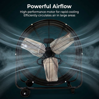 Drum Fan With Pure Copper Wiring Motor And Blades - Black