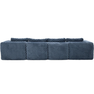 Modular Sectional Sofa, Boneless Couch With 2 Movable Ottomans