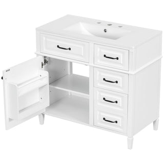 Modern Bathroom Vanity With Sink Top, Flip Drawer Design