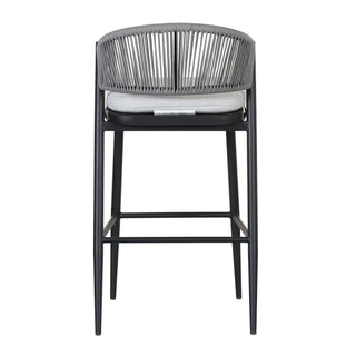 Outdoor Bar Height Metal Frame Counter Stools With Scallop Shaped Backrest & Water Resistant Cushions