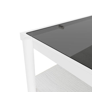 Rectangle Coffee Table With Tempered Glass Top And Legs, Modern Table For Living Room