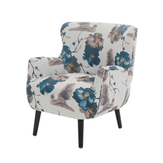 Armchair With Round Arm - White / Blue